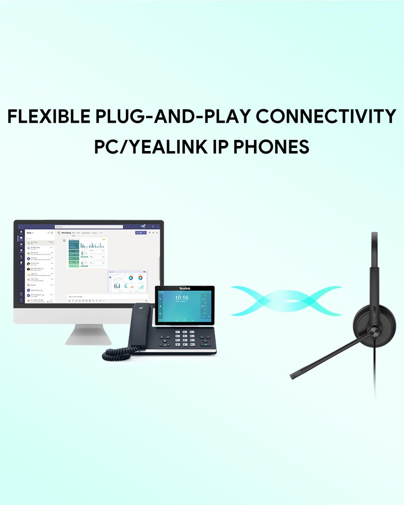 Yealink UH34 USB Headset with Microphone for PC Laptop,Wired Headset with Noise-Cancelling Microphone,Teams Certified, in-Line Controls for Home Office Online Class Skype Zoom Meetings - Image 5