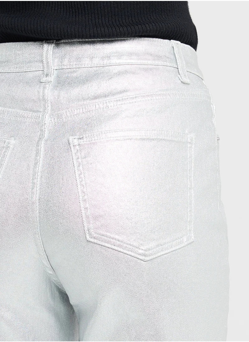 فيرو مودا Metallic Wide Leg Trousers