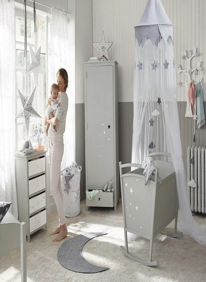 LOAOL Canopy for Kids Bed with Stars, Crib Canopy with Dome, Elegant Net Hanging Fairy Girl Bed Canopy Princess Room Decoration Reading Nook Corner Curtain Fits Full Crib, Twin, Queen Play Castle Tent - Image 4