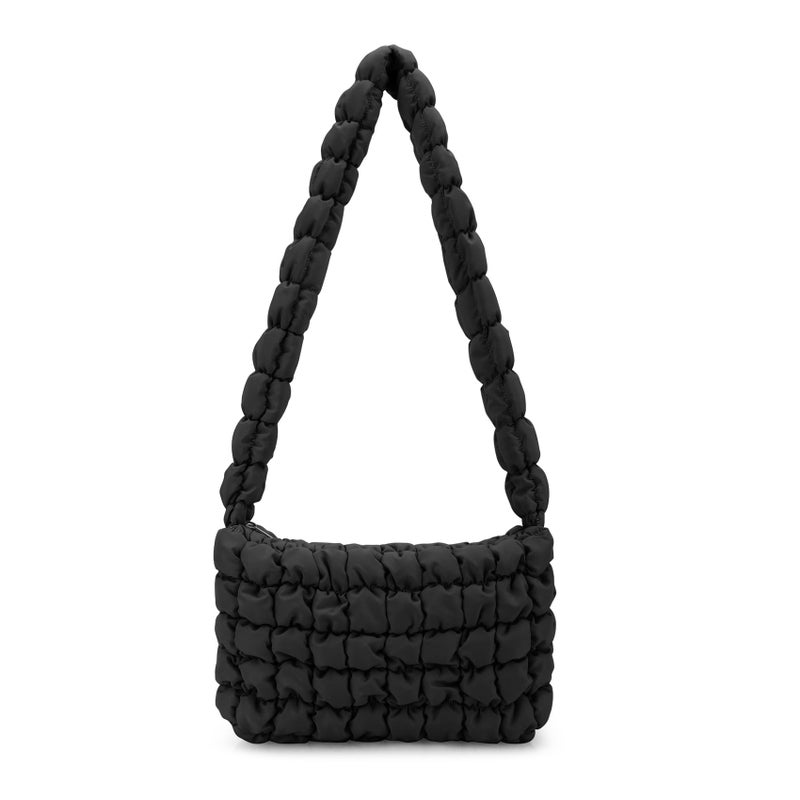E-Tree Puffer Tote Bag Purse Quilted Hobo Carryall Crossbody Shoulder Handbag for Women (Black) - Image 1