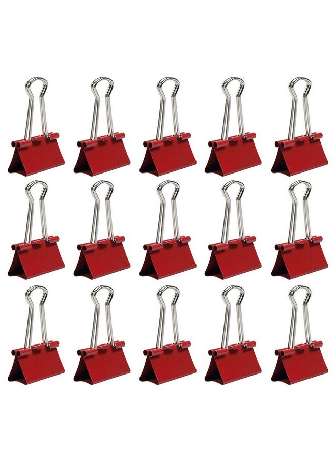 JAM Paper Colorful Binder Clips - Medium - 1 1/4 Inch (32 Mm) - Red Binderclips - 15/Pack  - Image 2