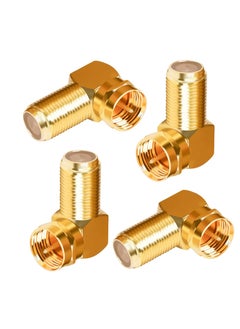 SUNSAR 4 Pack F Type Right Angle Male to Female Adapters RG6 Gold Plated Coaxial Connectors for Coax Cables, Wall Mounted TV, Wall Plates Coax 90 Degree  - Image 1