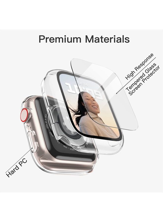 Case with Screen Protector Compatible with Apple Watch Series 8 7 41mm, Overall Protective Cover, Built-in Tempered Glass Film High Sensitivity, 2 Pack (Clear)