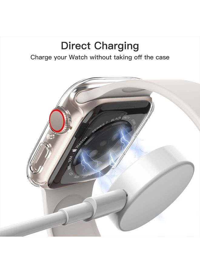 Case with Screen Protector Compatible with Apple Watch Series 8 7 41mm, Overall Protective Cover, Built-in Tempered Glass Film High Sensitivity, 2 Pack (Clear)