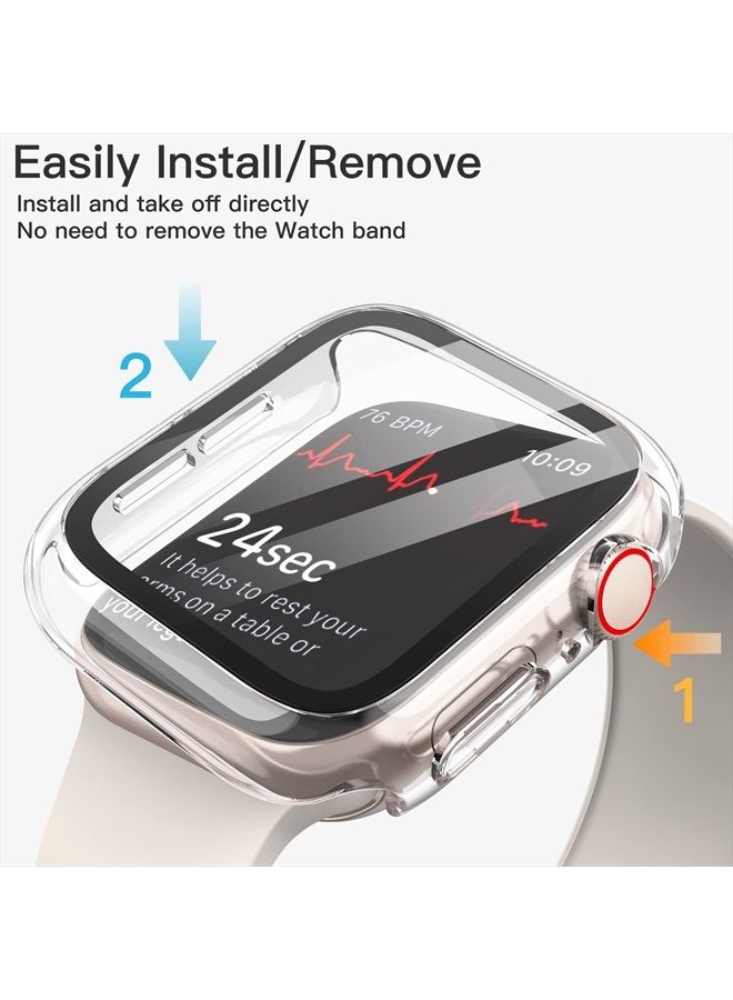 Case with Screen Protector Compatible with Apple Watch Series 8 7 41mm, Overall Protective Cover, Built-in Tempered Glass Film High Sensitivity, 2 Pack (Clear)