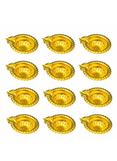 Spillbox Spillbox Traditional Brass Diya for Puja Pooja Aarti Arti Deepak Deepam Oil Lamp for Home Temple Puja Articles Decor Gifts Laxmi deepam Size1Light Weight Pack of 12 
