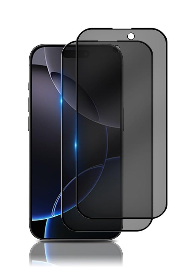 2 PCS Tempered Glass Compatible with iPhone 16 Pro (6.3inch) Privacy Screen Protector Edge to Edge Protection Full Cover Private Anti-Spy - Image 1