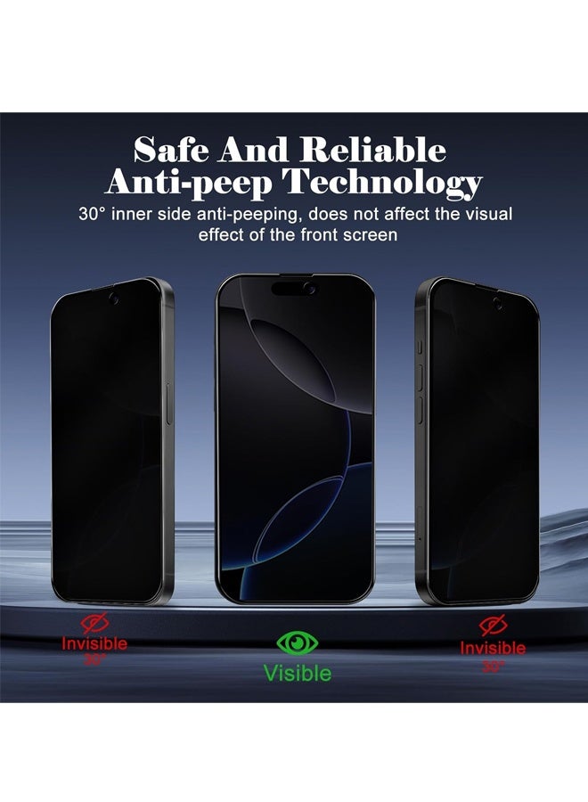 2 PCS Tempered Glass Compatible with iPhone 16 Pro (6.3inch) Privacy Screen Protector Edge to Edge Protection Full Cover Private Anti-Spy - Image 4