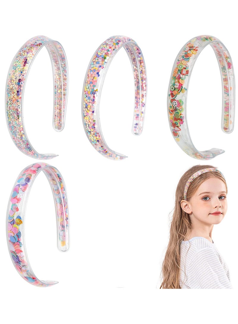 Excefore Cute Sequins Colorful Quicksand Hoop, 4Pcs Children's headdress headband With Gear Non Slip Accessories Hair Accessories Gift For Girls - Image 1