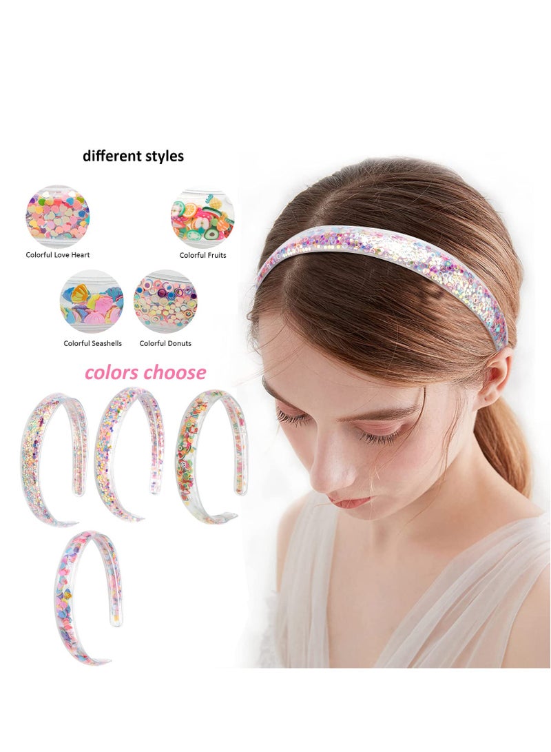 Excefore Cute Sequins Colorful Quicksand Hoop, 4Pcs Children's headdress headband With Gear Non Slip Accessories Hair Accessories Gift For Girls - Image 3