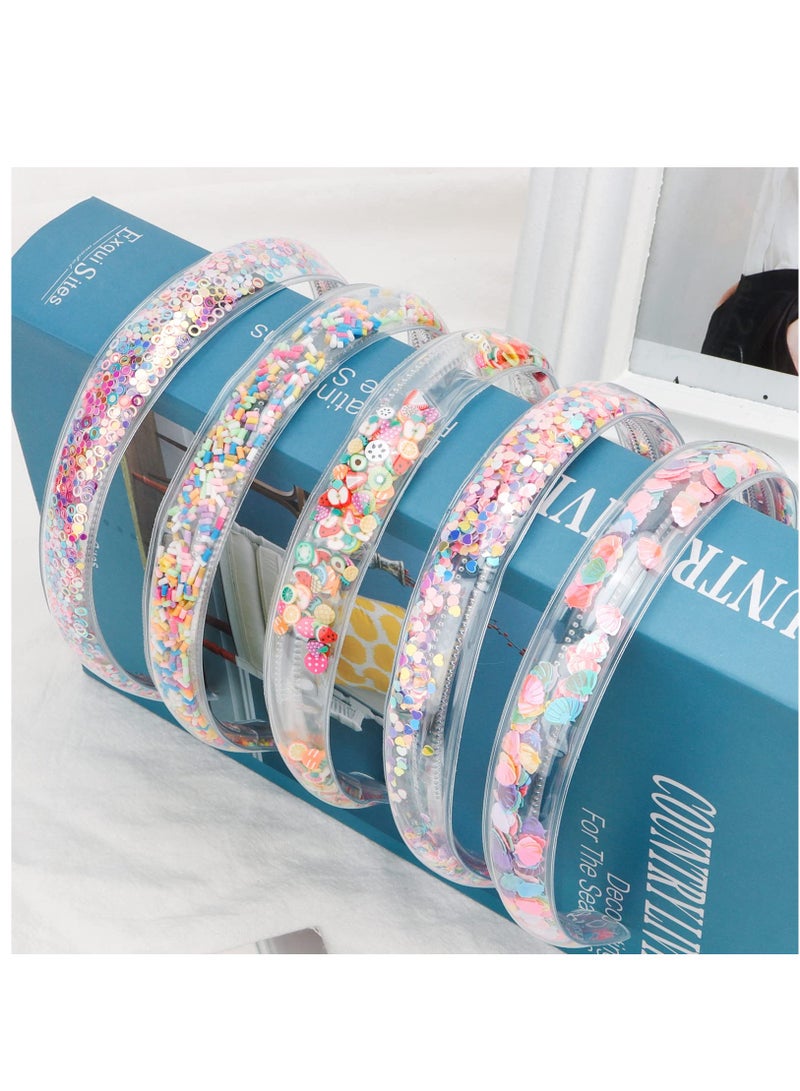 Excefore Cute Sequins Colorful Quicksand Hoop, 4Pcs Children's headdress headband With Gear Non Slip Accessories Hair Accessories Gift For Girls - Image 2