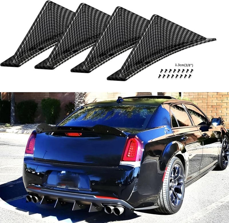 Luckam 4Pcs Universal Rear Bumper Wing Lip Diffuser, Car Anti-Crash Accessories Spoiler Shark Fin Protector, Rear Bumper Splitter Lip Wing for Auto Decoration Car SUV Truck - Image 4