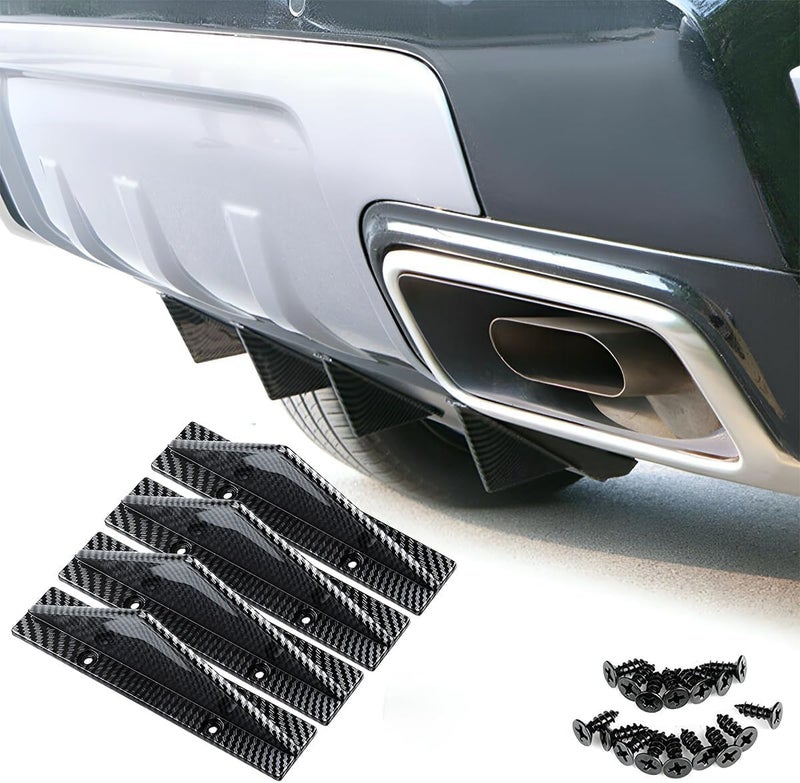 Luckam 4Pcs Universal Rear Bumper Wing Lip Diffuser, Car Anti-Crash Accessories Spoiler Shark Fin Protector, Rear Bumper Splitter Lip Wing for Auto Decoration Car SUV Truck - Image 3