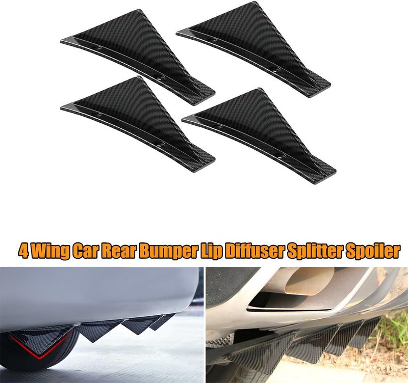 Luckam 4Pcs Universal Rear Bumper Wing Lip Diffuser, Car Anti-Crash Accessories Spoiler Shark Fin Protector, Rear Bumper Splitter Lip Wing for Auto Decoration Car SUV Truck - Image 5