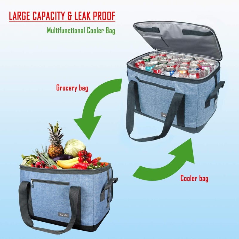 Hap Tim Soft Cooler Bag 40-Can Large Reusable Grocery Bags Upgraded Soft Sided Collapsible Travel Cooler for Outdoor Travel Hiking Beach Picnic BBQ Party (AE13634) - Image 3