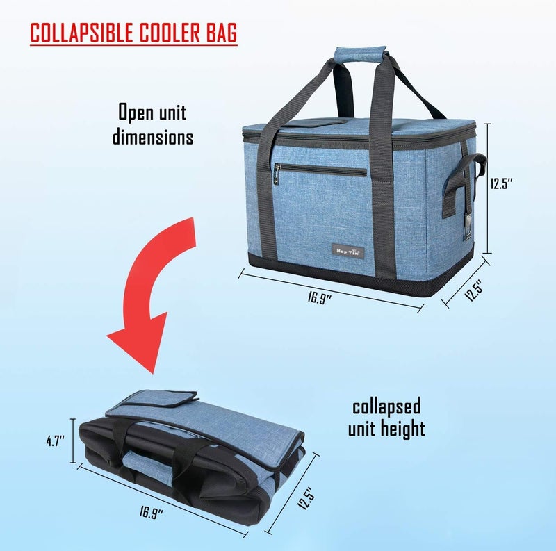 Hap Tim Soft Cooler Bag 40-Can Large Reusable Grocery Bags Upgraded Soft Sided Collapsible Travel Cooler for Outdoor Travel Hiking Beach Picnic BBQ Party (AE13634) - Image 5