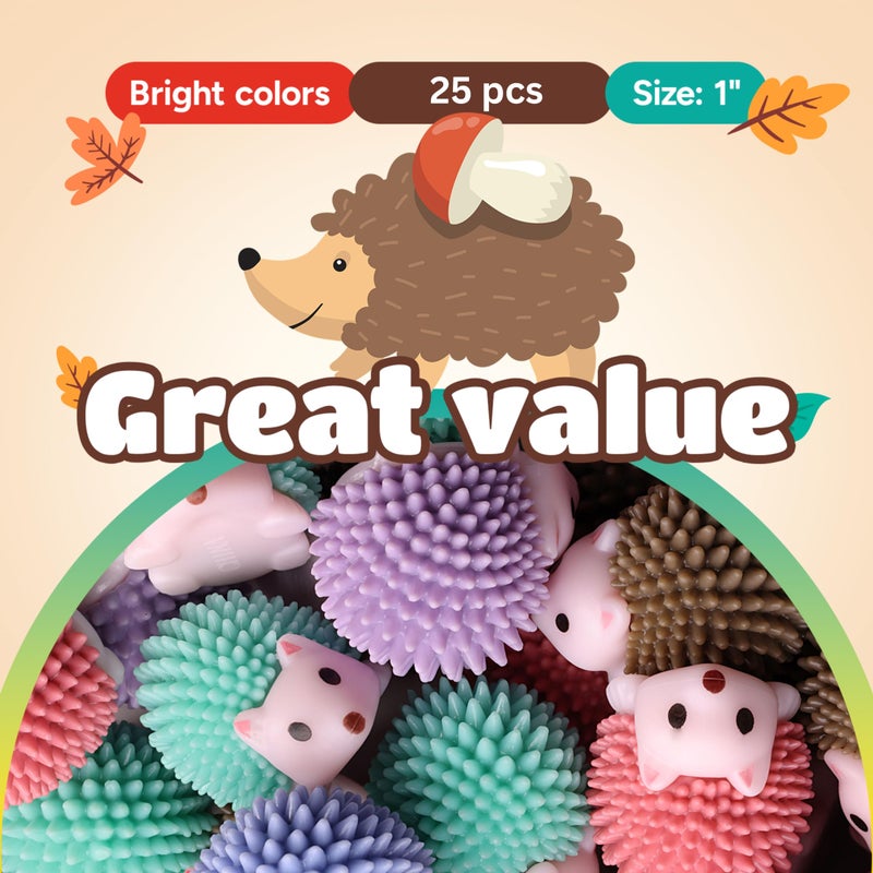Entervending Hedgehog Toy Figurines - Wild Life Animal Figures 25 Pcs - Figurines Party Favors for Kids - Cake Toppers - Woodland Decoration Playset - Cognitive Toys - Image 3