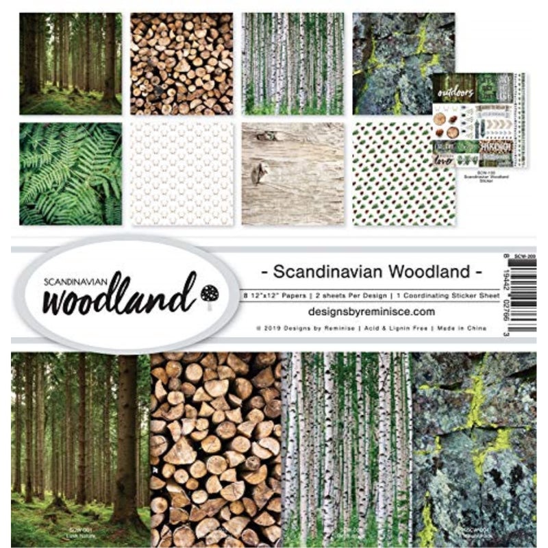 Reminisce REMBC Scandinavian Woodland Scrapbook Collection Kit Multi Color Palette 12x12 inches
