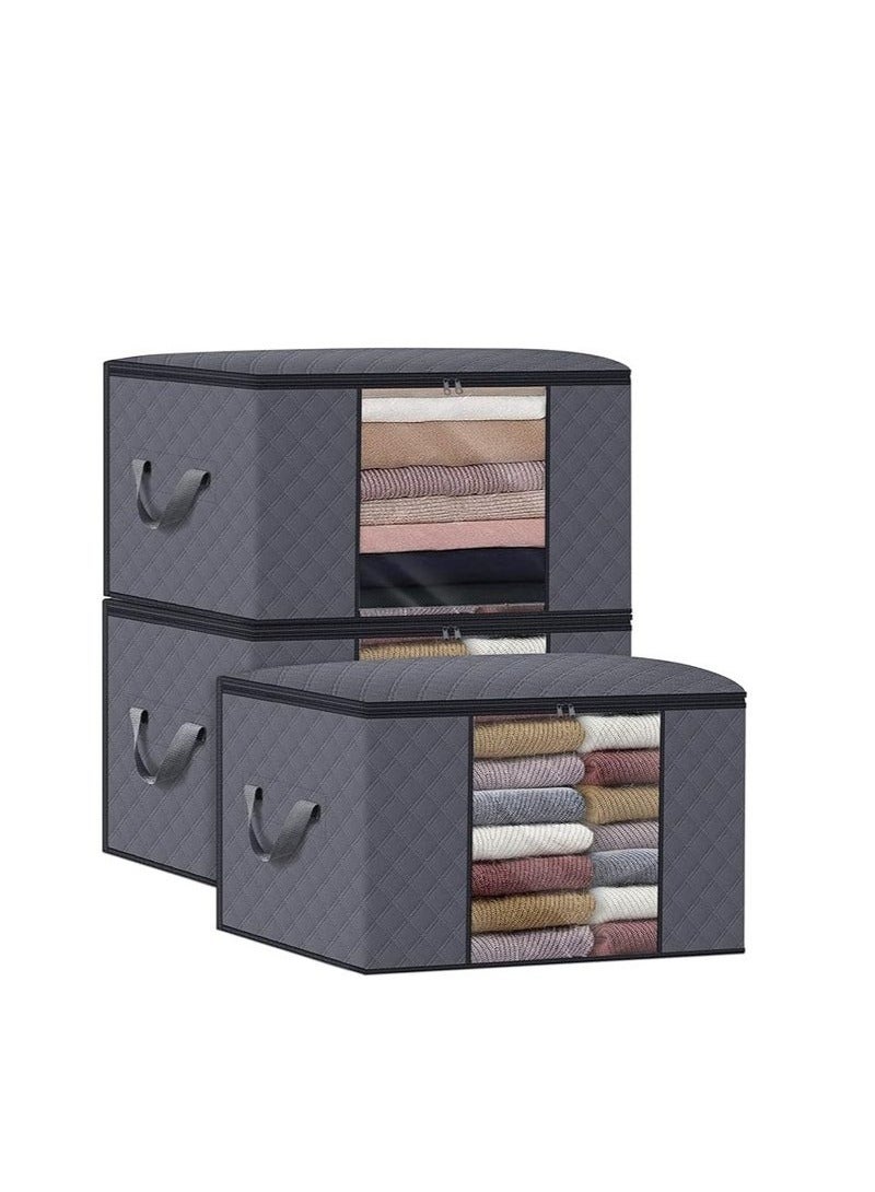 FALMER 3 Pieces Large Capacity Sized Bags Clothes Storage Organizers Foldable, durable, and space-saving with See-Through Window and Carry Handles - Image 2