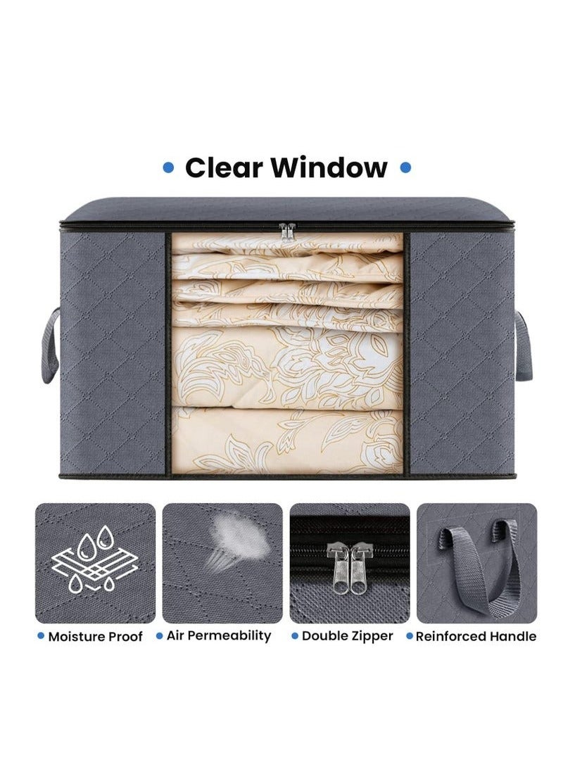 FALMER 3 Pieces Large Capacity Sized Bags Clothes Storage Organizers Foldable, durable, and space-saving with See-Through Window and Carry Handles - Image 4