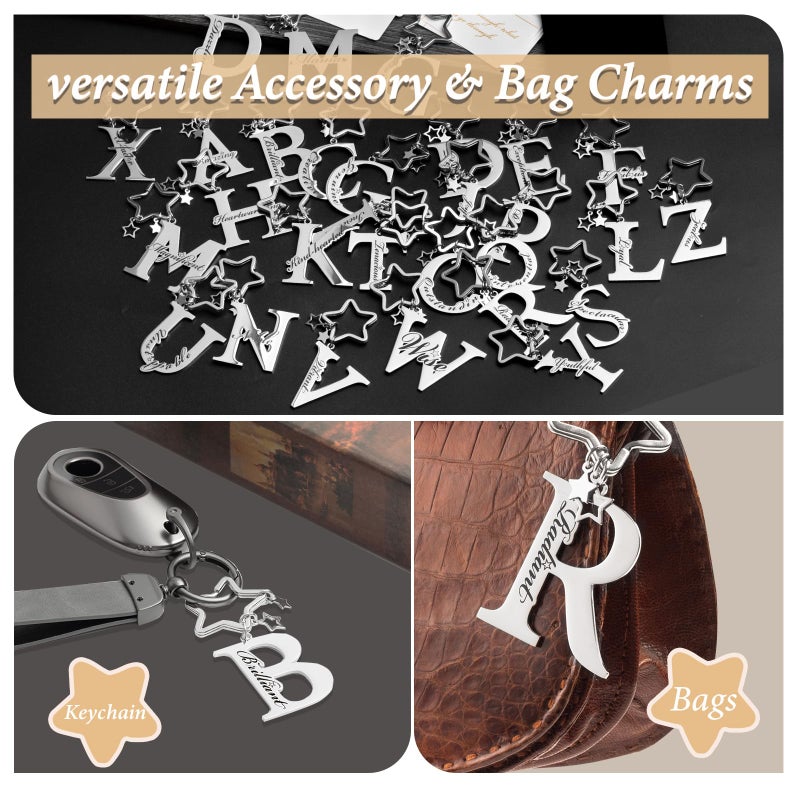 Qunrwe A-Z Letter Initial Keychain for Women Men Teen Girl Boy Kid,Purse Handbag Backpack Bag Charms,Personalized Alphabet Car Keychain,Unique Inspirational Gifts for Women Men Boyfriend Coworker Boss Friend - Image 5