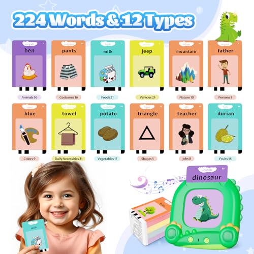 MindPal Talking Flash Cards for Toddler Kids Learning Toys Childrens Sensory Education Speech Therapy ToysMontessori Learning Educational Present for 3 Year Old with 224 Sight Words - Image 5
