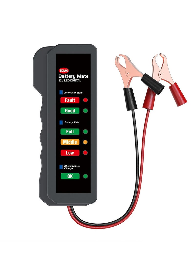 Generic 12V Car Battery Tester, Alternator Tester Automotive, Battery Checker, Analyzer to Check Alternator and Battery Charging System, LED Indication  - Image 1