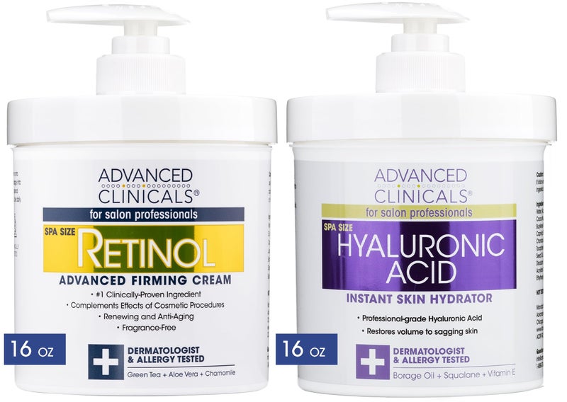 Advanced Clinicals Retinol Body Cream + Hyaluronic Acid Moisturizer 2pc Skincare Set | Face Cream & Body Lotion For Women & Men Helps Improve Appearance Of Crepey Skin, Dry Skin, & Wrinkles, 2pc - Image 1