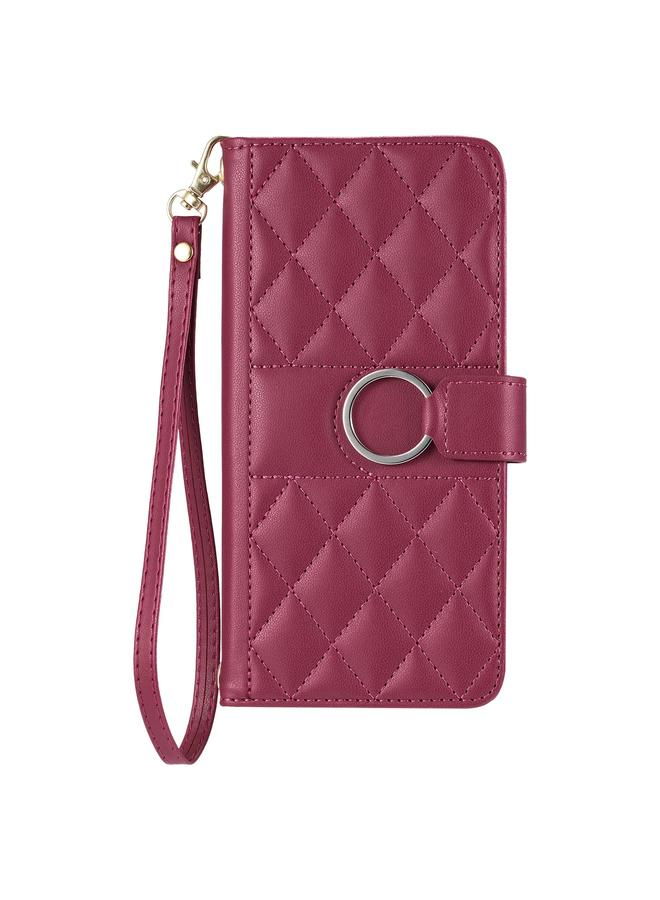 Zaboon Case For iPhone 12 mini Ring Buckle Rhombic Leather Phone Case - Image 2