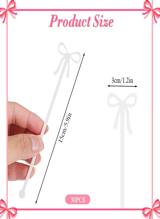 Yuanchu 30 Pack Coquette Acrylic Bow Drink Stirrers, Transparent Swizzle Sticks for Cocktail Coffee Reusable Stirrers for Bachelorette Wedding Bridal Shower Party Decorations Supplies - Image 2