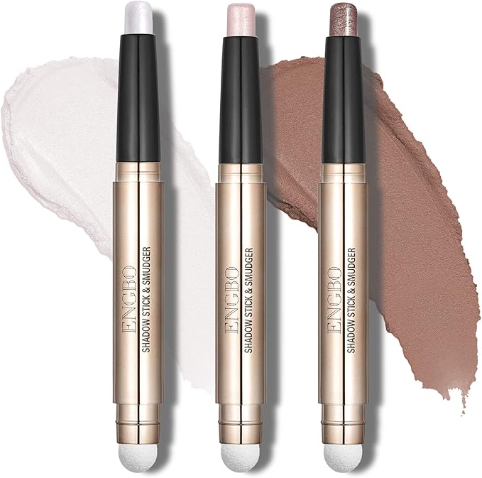 CCbeauty 3 Pack DualEnded Eyeshadow StickHigh Pigmented Metallic Cream Shimmer Eye Shadow StickWaterproof Neutral to Deep Eyeshadow Pencil CrayonGlitter Eyeliner Pen Prime Eye Makeup Smudger - Image 1