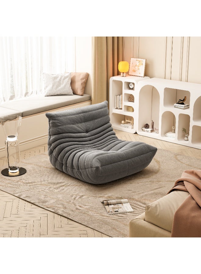 هافرتيس أريكة استرخاء، أريكة مريحة لغرفة المعيشة، أريكة بتصميم كاتربيلر، كرسي أريكة قماشي للاسترخاء في غرفة النوم أو الشرفة، لون رمادي، الأبعاد: 85*100*75 سم. - Image 2