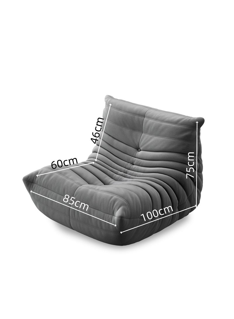 هافرتيس أريكة استرخاء، أريكة مريحة لغرفة المعيشة، أريكة بتصميم كاتربيلر، كرسي أريكة قماشي للاسترخاء في غرفة النوم أو الشرفة، لون رمادي، الأبعاد: 85*100*75 سم. - Image 5