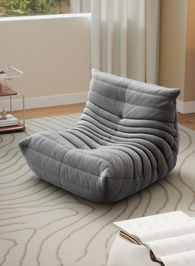 هافرتيس أريكة استرخاء، أريكة مريحة لغرفة المعيشة، أريكة بتصميم كاتربيلر، كرسي أريكة قماشي للاسترخاء في غرفة النوم أو الشرفة، لون رمادي، الأبعاد: 85*100*75 سم. - Image 1