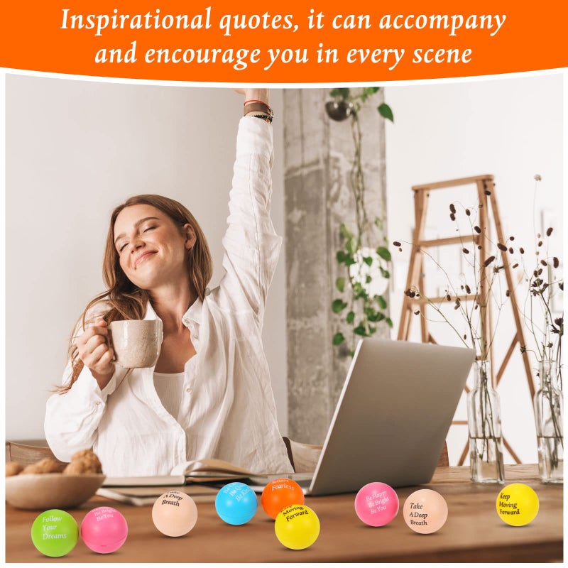 Aoriher 60 Pcs Motivational Stress Balls Quotes Inspirational Funny Colorful Foam Balls Hand Exercise Stress Relief Gifts for Office Small Anxiety Toys for Motivating Encouraging Supply(Classic) - Image 5