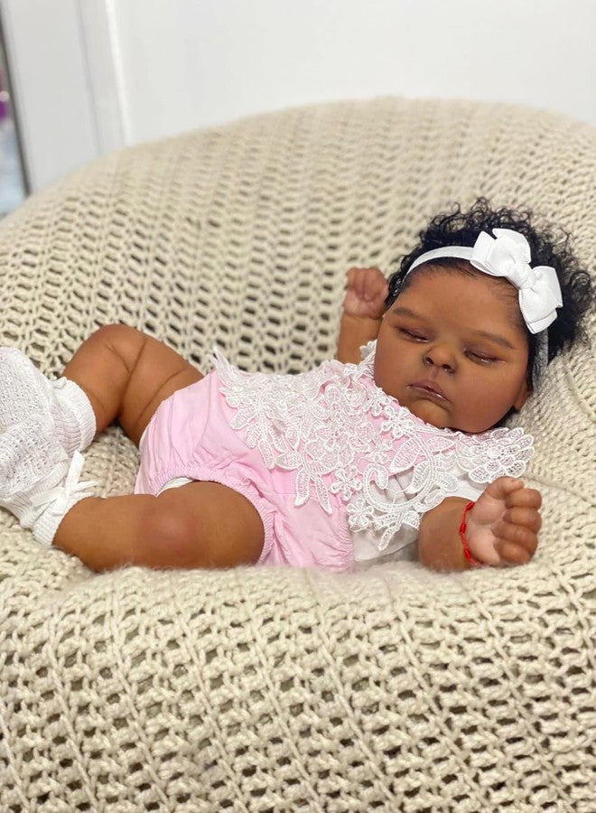 Zero Pam 20 Inch Black Reborn Baby Dolls Girl, Realistic African American Baby Dolls, Black Lifelike Silicone Full Body Babys Doll, Anatomically Babies Doll Curly Hair As Xmas Gifts - Image 3