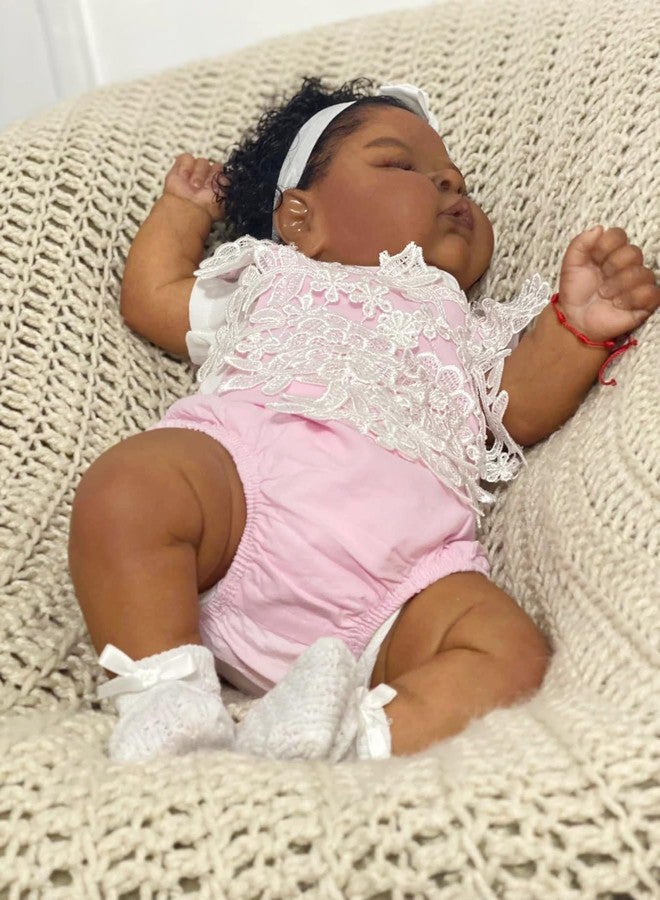 Zero Pam 20 Inch Black Reborn Baby Dolls Girl, Realistic African American Baby Dolls, Black Lifelike Silicone Full Body Babys Doll, Anatomically Babies Doll Curly Hair As Xmas Gifts - Image 2