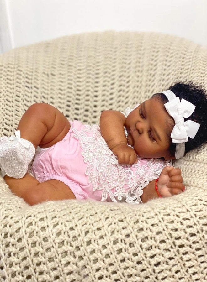 Zero Pam 20 Inch Black Reborn Baby Dolls Girl, Realistic African American Baby Dolls, Black Lifelike Silicone Full Body Babys Doll, Anatomically Babies Doll Curly Hair As Xmas Gifts - Image 4