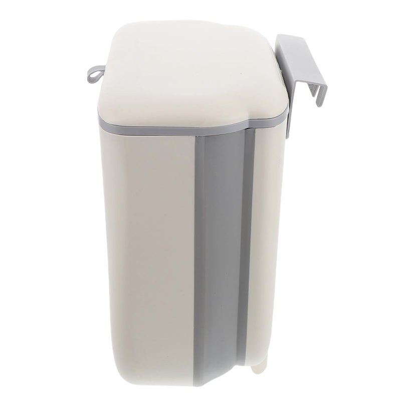 Foldable Hanging Kitchen Trash Can With Lid Cream Yellow Space Saving Under Sink Bin - Image 2