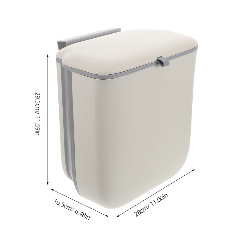 Foldable Hanging Kitchen Trash Can With Lid Cream Yellow Space Saving Under Sink Bin - Image 3