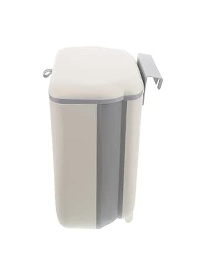 Foldable Hanging Kitchen Trash Can With Lid Cream Yellow Space Saving Under Sink Bin - Image 1