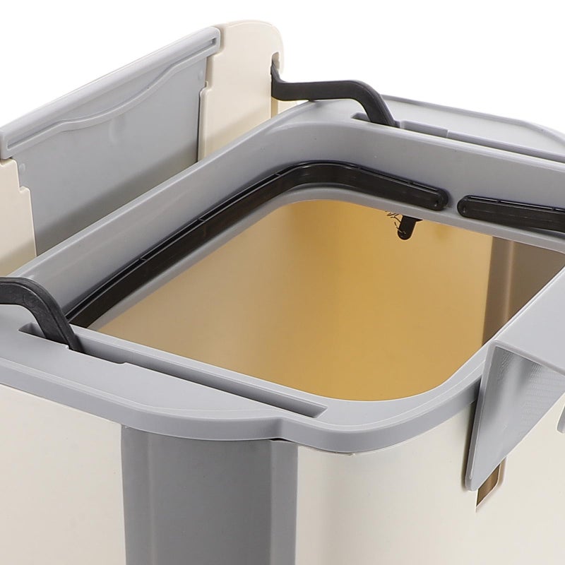 Foldable Hanging Kitchen Trash Can With Lid Cream Yellow Space Saving Under Sink Bin - Image 4