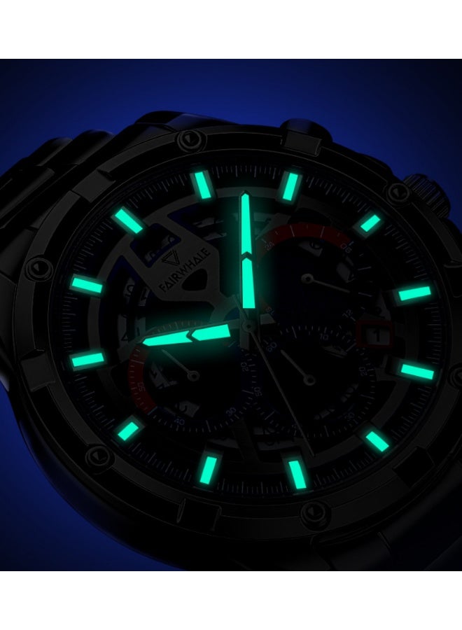 Mark Fairwhale Men's Round Three-Eye Six-Hand Multi-Function Calendar Pointer Watch - Image 4