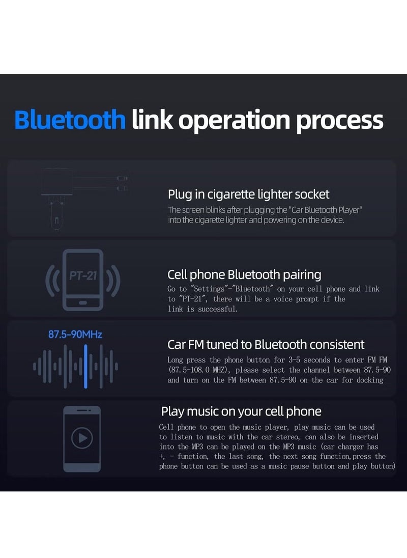 فولتيدج Bluetooth FM Transmitter Car Adapter – 50W Fast Charger with Dual Retractable Cables, Bluetooth 5.0 Receiver, Hands-Free Calling & Music Streaming for 12V/24V Vehicles  - Image 3