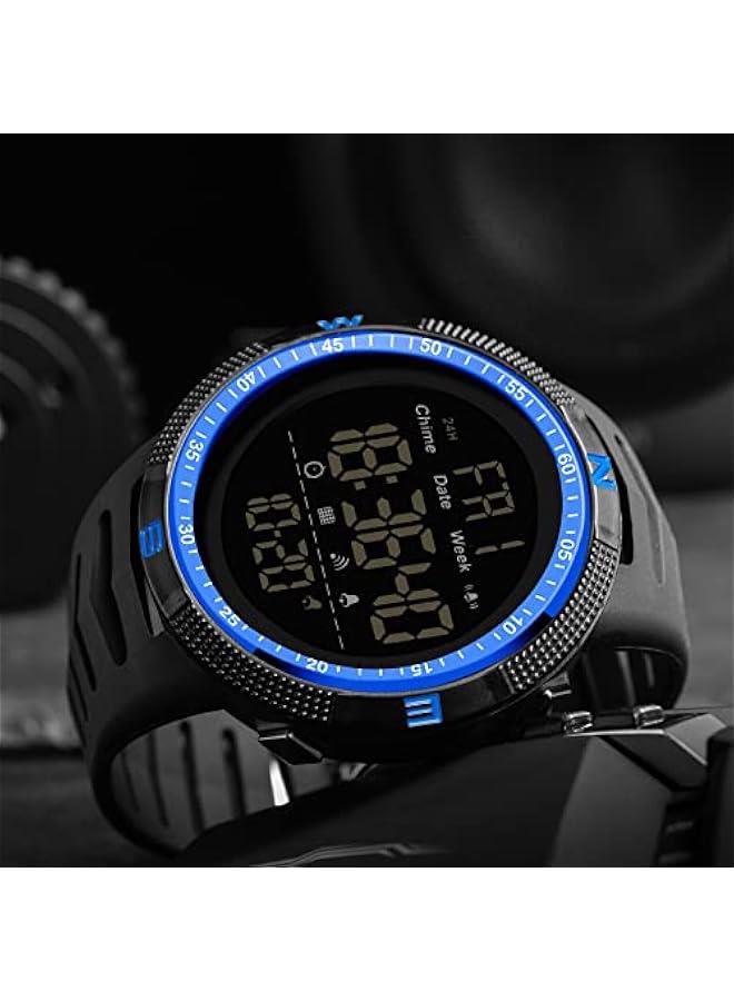 Mens Digital Sports Watch Dual Time Countdown Waterproof Stopwatch LED Screen Military Wrist Watches for Men - Image 3