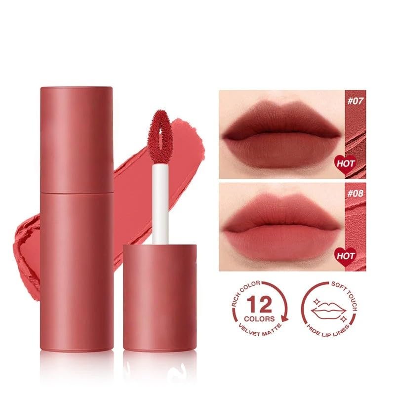 WEERSHUN Pigmented Velvet Lip Glaze for Lips & Cheeks, Velvet Matte Liquid Lipstick, High Pigmented Lip Stain, Smooth Soft Lip Makeup, Lightweight, Quick-Drying, Smooths & Hides Lip Lines (#03) - Image 5