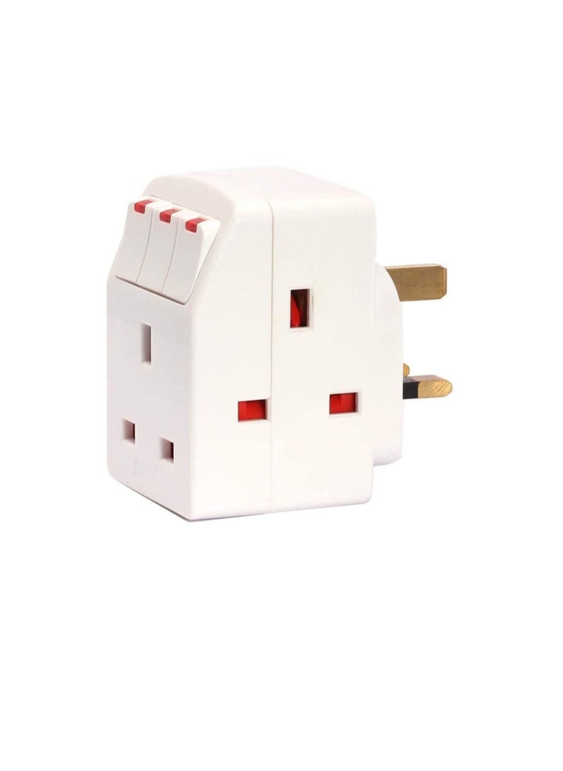 Terminator ESMA Approved 3Way British Plug Multi Adapter with Individual Switches, BS1362 Fused UK Plug Adaptor  - Image 1