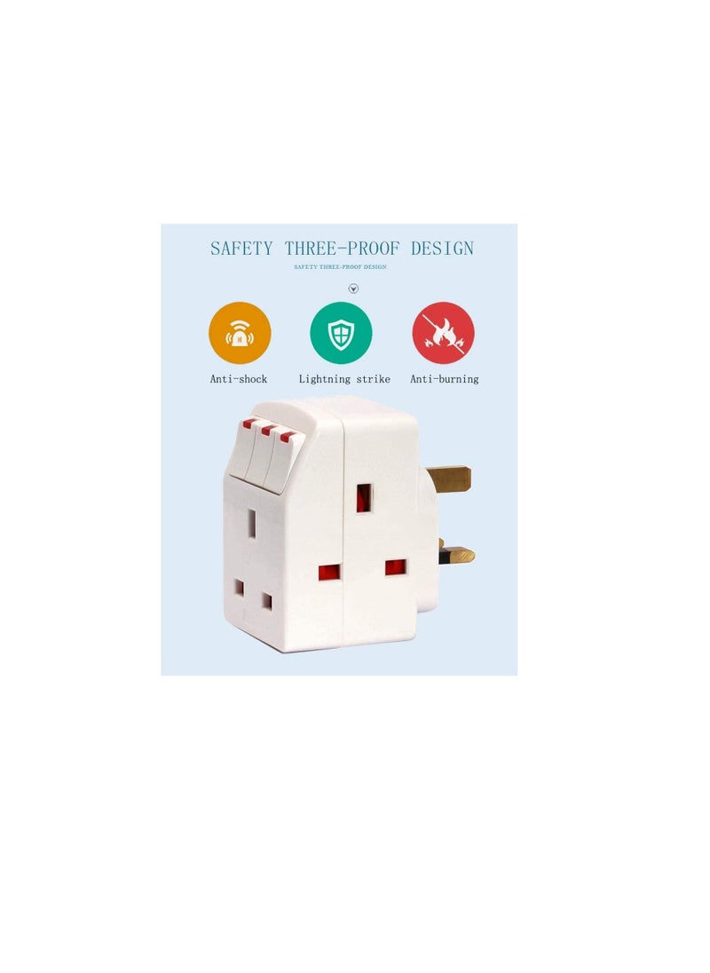 Terminator ESMA Approved 3Way British Plug Multi Adapter with Individual Switches, BS1362 Fused UK Plug Adaptor  - Image 3
