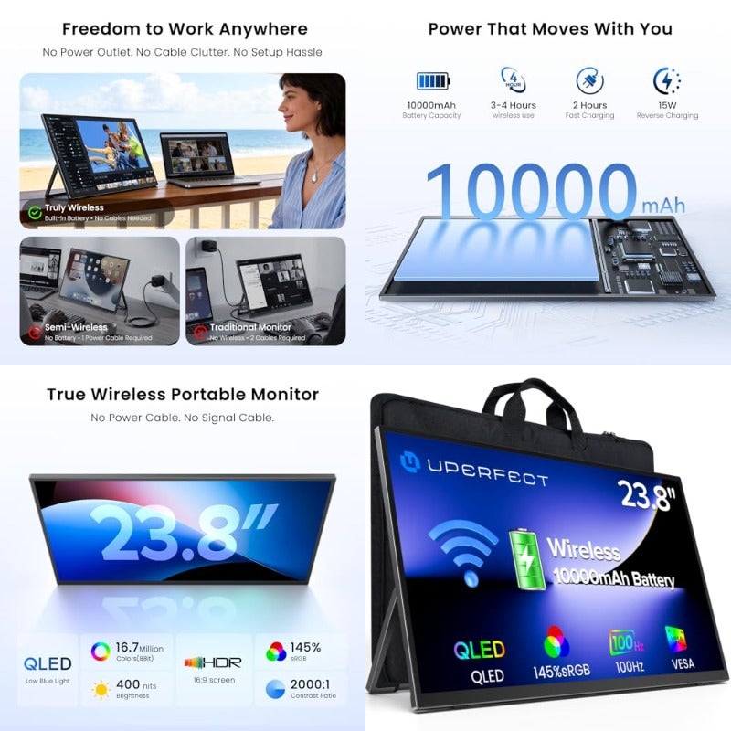 يوبرفكت Uperfect 23 8 Wireless Portable Monitor 23.8 inch