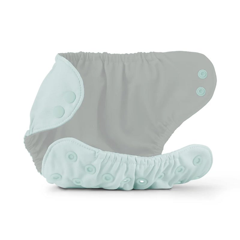 Esembly Cloth Diaper Cover - Reusable Swim Diaper, Waterproof, Breathable - Adjustable Outer Layer Over Absorbent Inner for Blowout Protection - Mist, Size 2 (18-35lbs) - Image 3